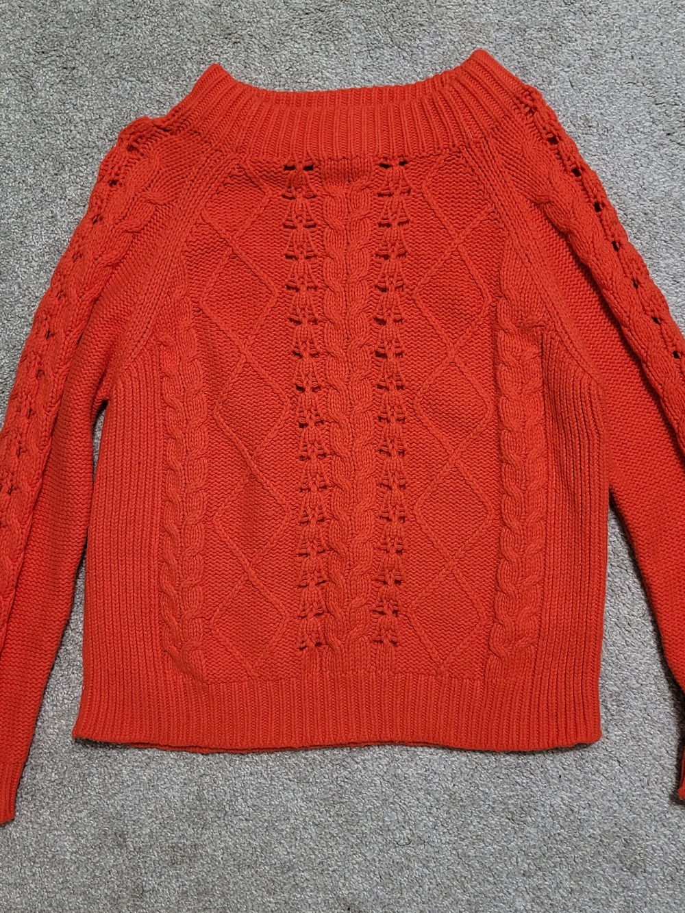 J. Crew Women's Cable Knit Crewneck Sweater - Red Orange